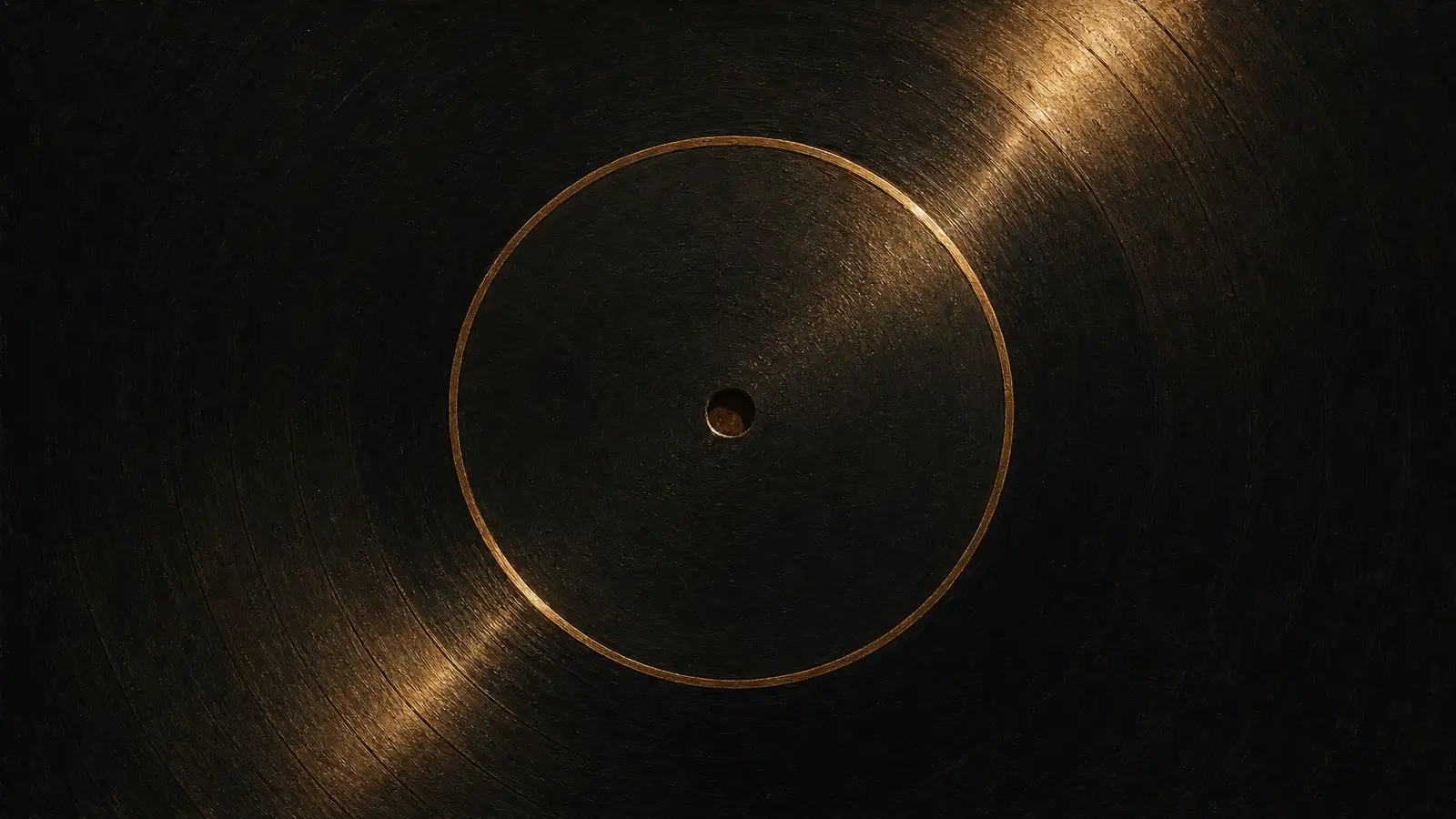 A record spinning under one warm light